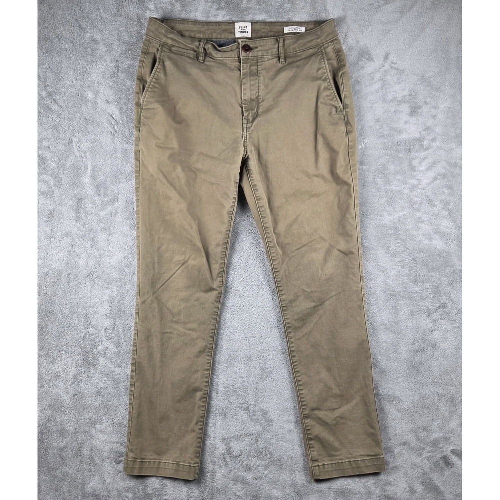Flint And Tinder Pants Mens 33x30 Olive Green‎ 365 Tapered Fit Stretch Jeans EUC